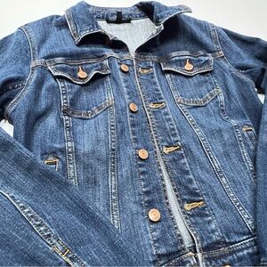 Talbots Classic Denim Jacket Womens Sz Small Medium Wash Front Button
